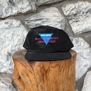 Vintage Polaris Master Service Technician Rope Hat Black 90s